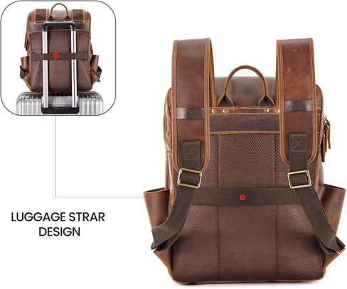 حقيبة ظهر من الجلد المحبب بالكامل للرجال من JOYIR مقاس 15.6 بوصة حقيبة كمبيوتر محمول كلاسيكية للمشي لمسافات طويلة والسفر والمكتب وحقيبة العمل in Kuwait