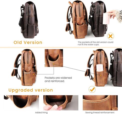 حقيبة ظهر من الجلد المحبب بالكامل للرجال من JOYIR مقاس 15.6 بوصة حقيبة كمبيوتر محمول كلاسيكية للمشي لمسافات طويلة والسفر والمكتب وحقيبة العمل in Kuwait