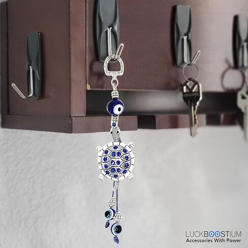 برافو تيم سلحفاة معلقة على شكل عين زرقاء للحماية والمباركة، قلادة زينة للسيارة والمنزل والمكتب، مع كريستالات حجر الراين لجلب الحظ السعيد والمباركة، هدية رائعة in Kuwait