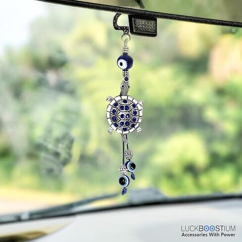 برافو تيم سلحفاة معلقة على شكل عين زرقاء للحماية والمباركة، قلادة زينة للسيارة والمنزل والمكتب، مع كريستالات حجر الراين لجلب الحظ السعيد والمباركة، هدية رائعة in Kuwait