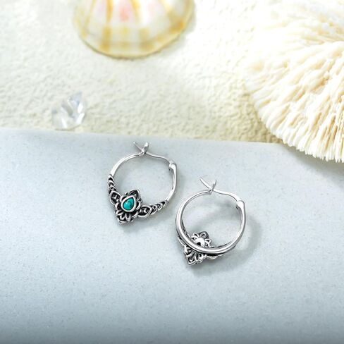 Althum الفيروز الطبيعي هوب أقراط للنساء 925 الفضة الاسترليني 3 * 4mm الفيروز أقراط للنساء الفيروز عيد ميلاد الأحجار الكريمة والمجوهرات هدايا in Kuwait