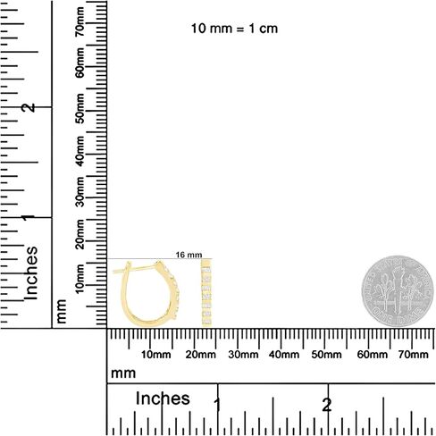 10K Yellow or White Gold Round and Baguette-Cut Diamond Hoop Earrings (I-J Color, I2-I3 Clarity) - Choice of Carat Weight and Metal Color in Saudi Arabia