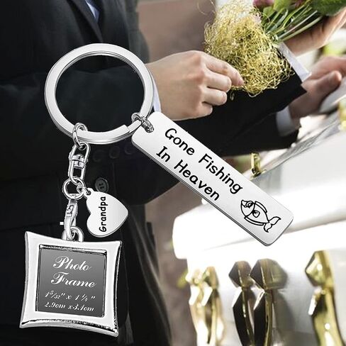 AKTAP Memorial Keychain In Memory Of Dad Gone Fishing In Heaven Sympathy Gift For Loss of Loved One in Saudi Arabia