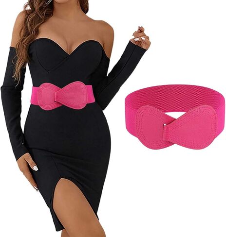 حزام مطاطي للسيدات من Tgirls، أحزمة خصر واسعة للفساتين، حزام بإبزيم متشابك على شكل 8، حزام فستان قابل للتمدد in Saudi Arabia