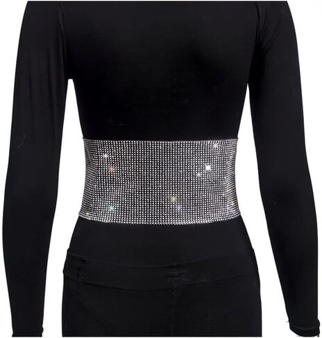 Caviotess Women Sparkly Rhinestone Waistband Bling Crystal Wide Waist Belt Corset Wedding Bridal Sash in Kuwait
