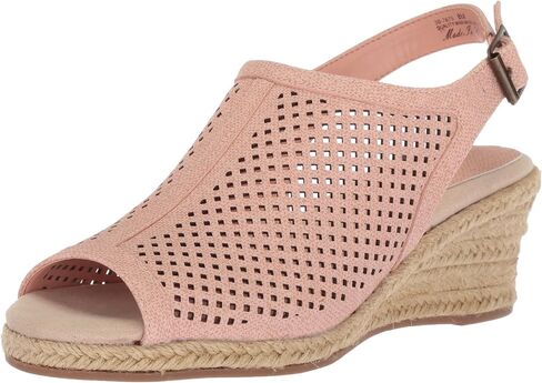 Easy Street Women's Stacy Wedge Sandal, Blush Linen Print, 9 in Saudi Arabia