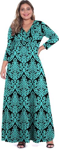 فستان POSESHE نسائي طويل برقبة على شكل حرف V وأكمام 3/4 مقاس كبير للحفلات المسائية in Kuwait