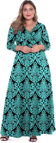 فستان POSESHE نسائي طويل برقبة على شكل حرف V وأكمام 3/4 مقاس كبير للحفلات المسائية in Kuwait