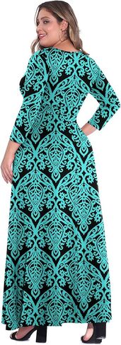 فستان POSESHE نسائي طويل برقبة على شكل حرف V وأكمام 3/4 مقاس كبير للحفلات المسائية in Kuwait