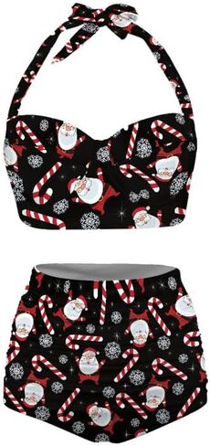 Jndtueit Butterfly Women's Retro Ruched Ruffle High Waist Bikini Set, Flag Tankini Swimsuits Tummy Control Swimwear in Saudi Arabia