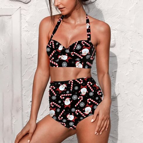 Jndtueit Butterfly Women's Retro Ruched Ruffle High Waist Bikini Set, Flag Tankini Swimsuits Tummy Control Swimwear in Saudi Arabia