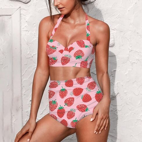 Jndtueit Butterfly Women's Retro Ruched Ruffle High Waist Bikini Set, Flag Tankini Swimsuits Tummy Control Swimwear in Saudi Arabia