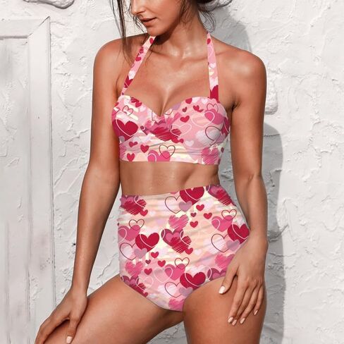 Jndtueit Butterfly Women's Retro Ruched Ruffle High Waist Bikini Set, Flag Tankini Swimsuits Tummy Control Swimwear in Saudi Arabia