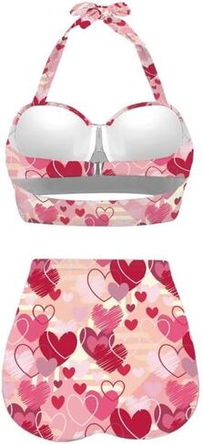 Jndtueit Butterfly Women's Retro Ruched Ruffle High Waist Bikini Set, Flag Tankini Swimsuits Tummy Control Swimwear in Saudi Arabia