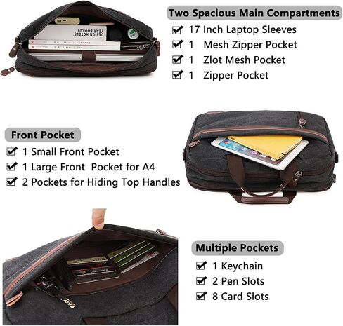RAVUO Messenger Bag for Men, Water Resistant 17.3 inch Laptop Business Briefcase Canvas Shoulder Satchel for Work Business… in Saudi Arabia