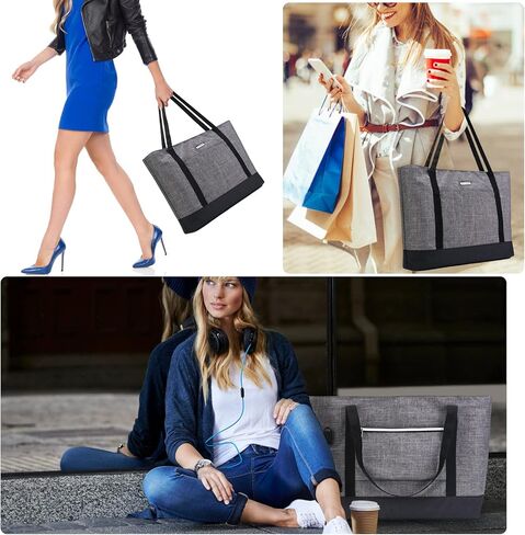 حقيبة كمبيوتر محمول للنساء مكونة من قطعتين، حقيبة عمل كبيرة وحقيبة يد للكمبيوتر وحقيبة مدرسية مع منفذ شحن USB in Kuwait