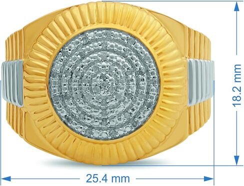 Jewelili 18K الذهب الأصفر على الفضة الاسترليني 1/10 Cttw خاتم الماس الأبيض الطبيعي المستدير للرجال in Saudi Arabia