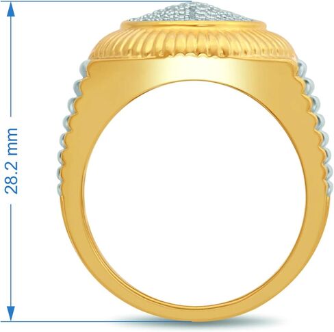 Jewelili 18K الذهب الأصفر على الفضة الاسترليني 1/10 Cttw خاتم الماس الأبيض الطبيعي المستدير للرجال in Saudi Arabia