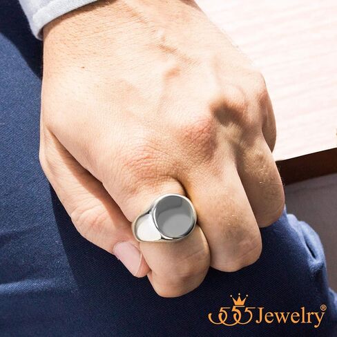 555Jewelry خاتم دائري من الفولاذ المقاوم للصدأ سادة عالي التلميع للرجال in Kuwait