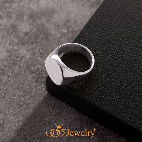 555Jewelry خاتم دائري من الفولاذ المقاوم للصدأ سادة عالي التلميع للرجال in Kuwait