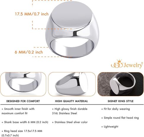 555Jewelry خاتم دائري من الفولاذ المقاوم للصدأ سادة عالي التلميع للرجال in Kuwait