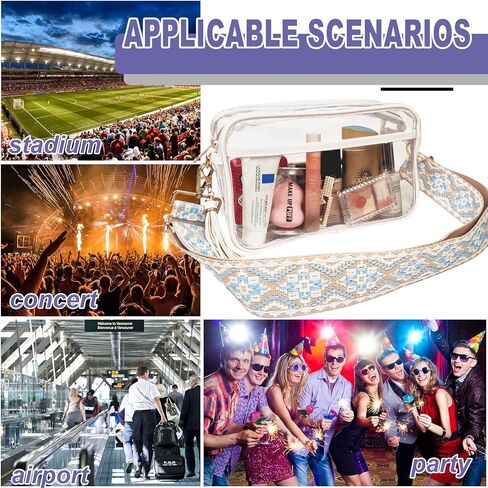 حقائب XSUIOY الشفافة المعتمدة مع أشرطة الجيتار، حقيبة ظهر شفافة للمناسبات الرياضية in Kuwait