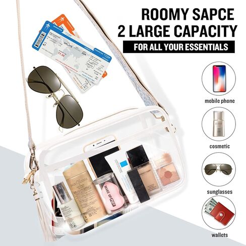 حقائب XSUIOY الشفافة المعتمدة مع أشرطة الجيتار، حقيبة ظهر شفافة للمناسبات الرياضية in Kuwait