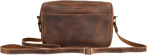 Heather's by Hide & Drink, Squared Crossbody Bag Handmade from Full Grain Leather - Trendy Crossbody, Stylish Shoulder Bag for Everyday Use or Travel - Bourbon Brown in Kuwait