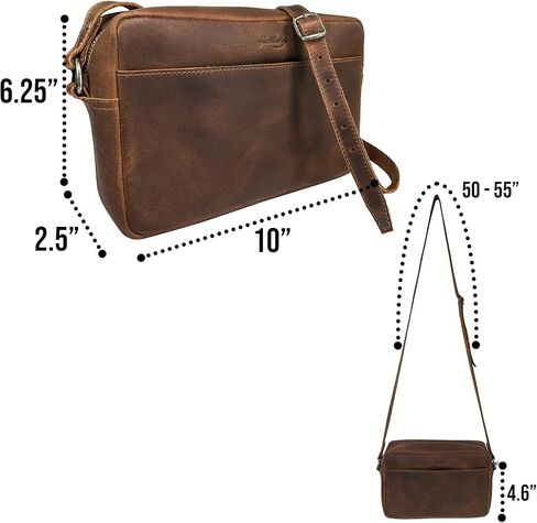 Heather's by Hide & Drink, Squared Crossbody Bag Handmade from Full Grain Leather - Trendy Crossbody, Stylish Shoulder Bag for Everyday Use or Travel - Bourbon Brown in Kuwait