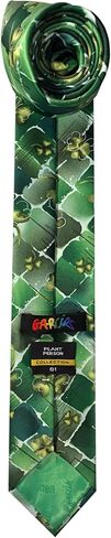 Jerry Garcia Men's St. Patrick's Day Green Shamrocks Clovers Black Diamond Irish Plant Person Art Neck Tie, Extra Long - 63 inch in Saudi Arabia