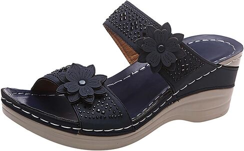 Aeefnuie Women Wedge Sandals, Hollow Flowers With Arch Support Comfortable Orthopedic Sandals Plus Size Slippers in Saudi Arabia