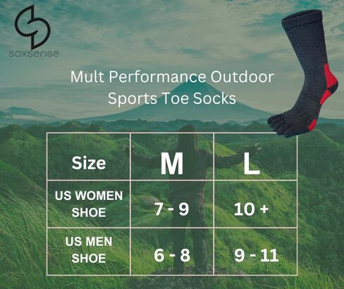 زوجان من جوارب ss soxsense المبطنة للمشي لمسافات طويلة، جوارب دائرية بخمسة أصابع من القطن للرياضات الخارجية، بدون نفطة in Kuwait
