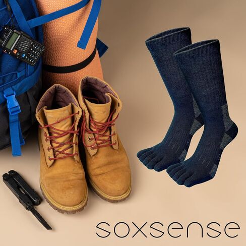 زوجان من جوارب ss soxsense المبطنة للمشي لمسافات طويلة، جوارب دائرية بخمسة أصابع من القطن للرياضات الخارجية، بدون نفطة in Kuwait