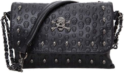 Rullar Punk Women Shoulder Top-handle Bag Skull Chain SatchelTote Handbag Purse Clutch in Saudi Arabia