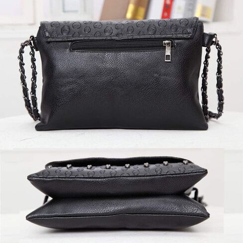 Rullar Punk Women Shoulder Top-handle Bag Skull Chain SatchelTote Handbag Purse Clutch in Saudi Arabia