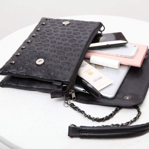 Rullar Punk Women Shoulder Top-handle Bag Skull Chain SatchelTote Handbag Purse Clutch in Saudi Arabia