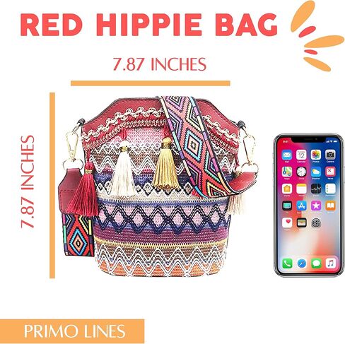 حقيبة هيبي بوهيمية أنيقة للغاية وعصرية بوهو حقائب هيبي حقيبة كروسبودي حقيبة كتف مع حزام قابل للتعديل حقيبة حمل هيبي in Kuwait