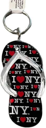 I Love (Heart) New York NY Black Flip Flops Souvenir Keychain Key Tag Key Ring Bag Tag Great For a Keychain or a Backpack Tag Officially Licensed Product in Saudi Arabia