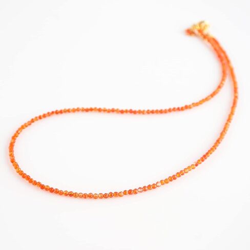 Natural Carnelian Beads Necklace, 2.5 mm Beads Size, Delicate Necklace with Energy Healing Crystals, Gold Plated Chain, Gift for Her, Gemstone Jewelry 18 inch in Saudi Arabia