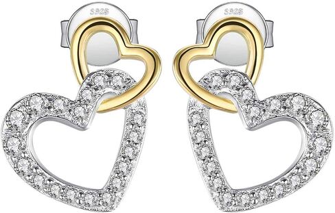 JewelryPalace 925 Sterling Silver Infinity Love CZ Pave Cubic Zirconia Two Hearts Stud Earrings Triple Intertwined Heart Pendant in Saudi Arabia