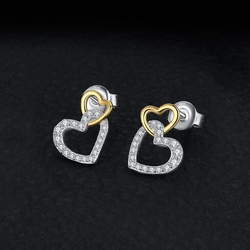 JewelryPalace 925 Sterling Silver Infinity Love CZ Pave Cubic Zirconia Two Hearts Stud Earrings Triple Intertwined Heart Pendant in Saudi Arabia