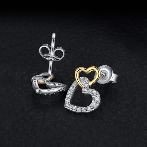 JewelryPalace 925 Sterling Silver Infinity Love CZ Pave Cubic Zirconia Two Hearts Stud Earrings Triple Intertwined Heart Pendant in Saudi Arabia
