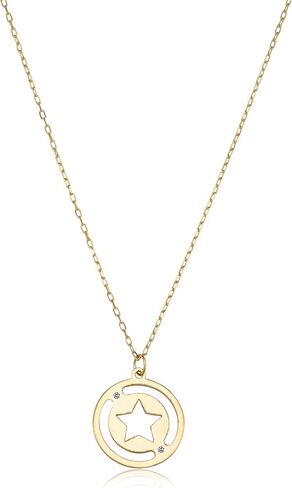 KoolJewelry 14k Yellow Gold Cubic Zirconia Cutout Star Disc Choker Necklace (adjusts to 14 or 15 inch) in Saudi Arabia