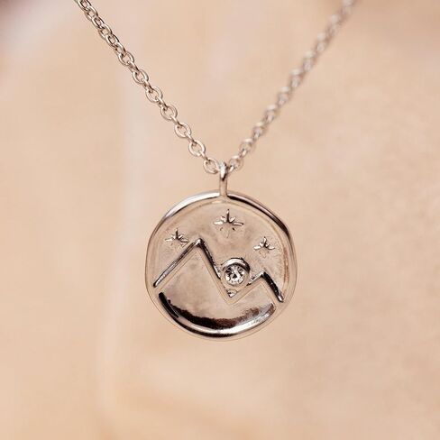 Pura Vida 18" Silver Crystal Mountain Coin Necklace - Handmade Statement Necklace with Czech Crystal - Silver Necklace for Women, Long Necklaces for Teen Girls, Boho Jewelry for Women - 3" Extender in Saudi Arabia
