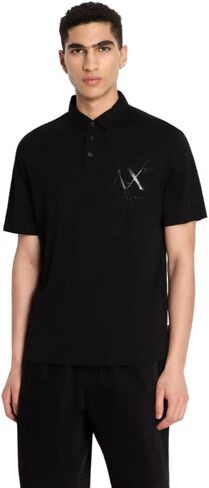 A｜X ARMANI EXCHANGE Men's Regular Fit Cotton Jersey Metallic Logo Polo in Saudi Arabia