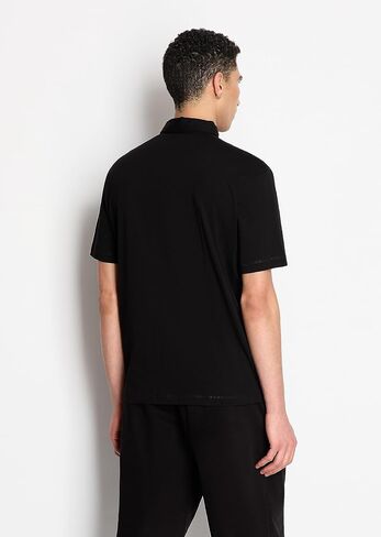 A｜X ARMANI EXCHANGE Men's Regular Fit Cotton Jersey Metallic Logo Polo in Saudi Arabia