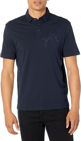 A｜X ARMANI EXCHANGE Men's Regular Fit Cotton Jersey Metallic Logo Polo in Saudi Arabia