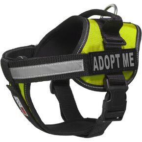Dogline Vest Harness for Dogs and 2 Removable Adopt Me Patches, Medium/22 to 30", Green