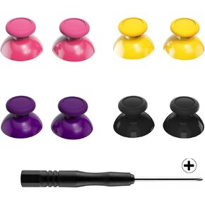 eXtremeRate Replacement 3D Joystick Thumbsticks, Analog Thumb Sticks with Cross Screwdriver for Nintendo Switch Pro Controller - Black & White & Transparent & Transparent Black