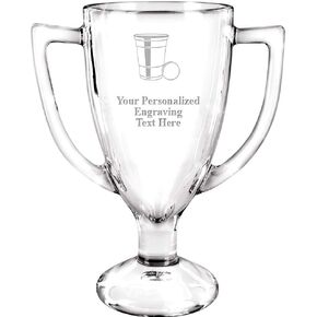 Personalized Glass Trophy, 7" Custom Engraved Beer Pong Glass Cup Award Prime